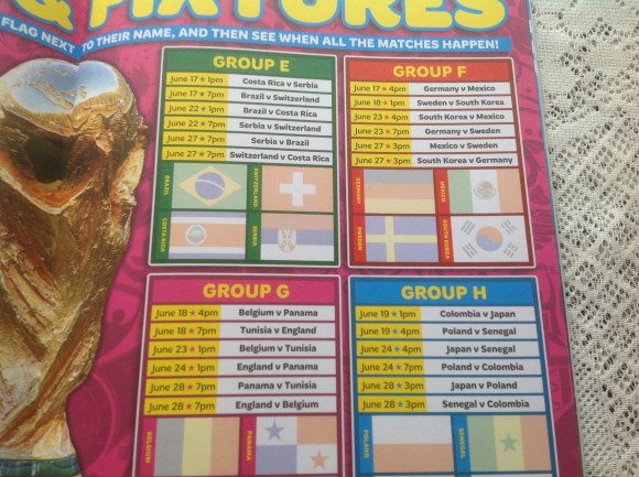 MATCH FIFA WORLD CUP DIARY Fixtures 2