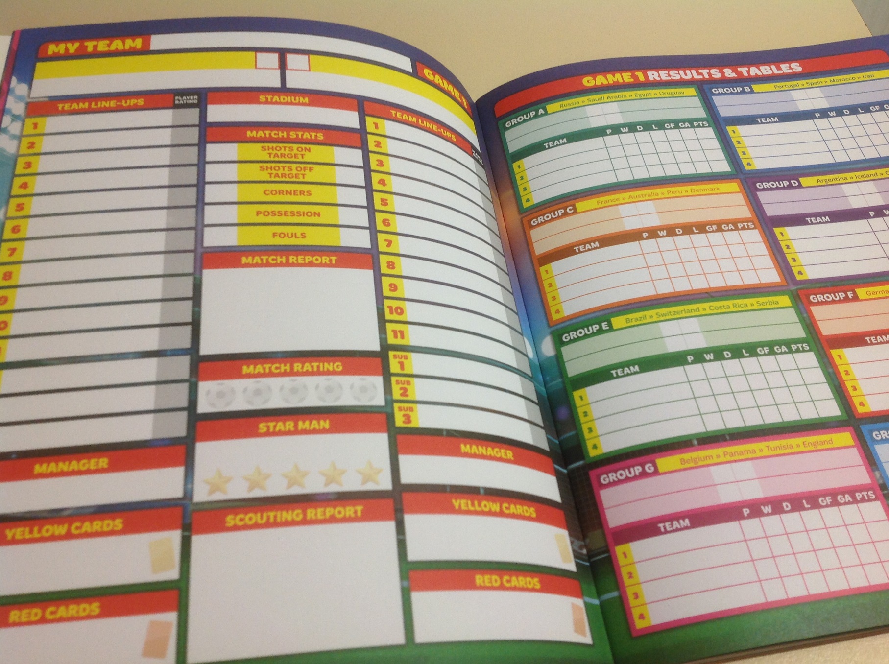 MATCH FIFA WORLD CUP DIARY - TEAM LINE UP - Results and Tables 1